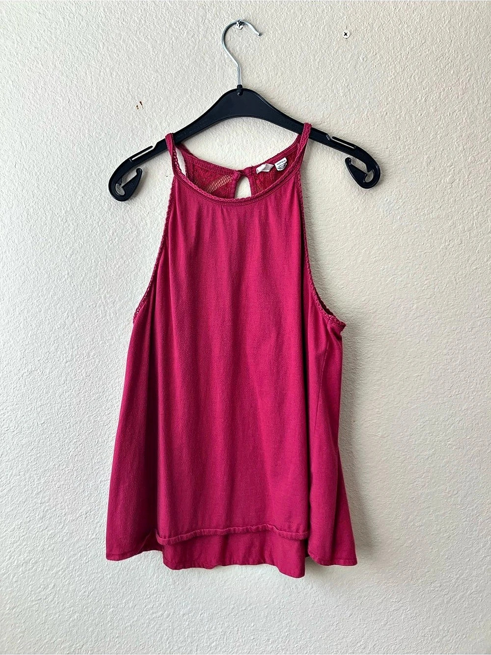 Roxy Pink Crochet Back Tank Top - XS